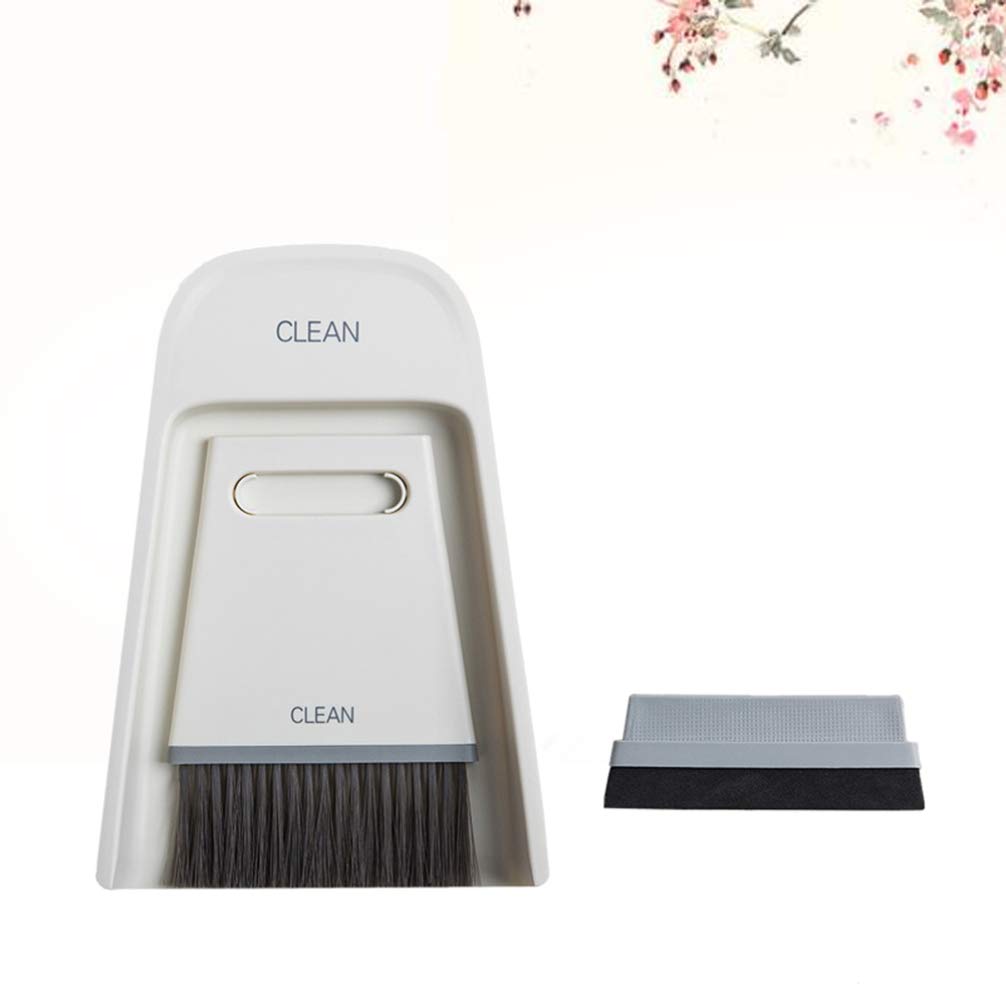 EXCEART 1set Mini Broom and Dustpan Set Compact Desktop Cleaning Tools for Efficient Sweeping Home Office and Spaces Grey White