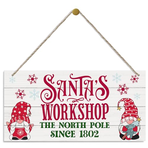 Décoration de Noël, plaque décorative en bois à suspendre, panneau de Noël pour maison, café, magasin, décoration de vacances en bois rustique, décoration murale de Noël avec corde, panneau d'atelier