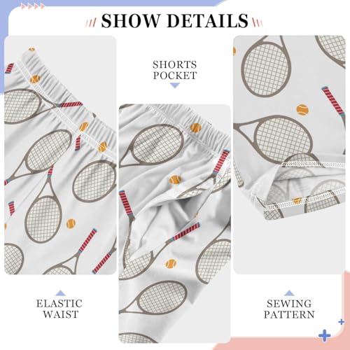 Tennis Racket Ball Pajama Pants Long Sleep PJ Pant Pajama Bottoms Elastic Waist Lounge Pants with 2 Pockets S4