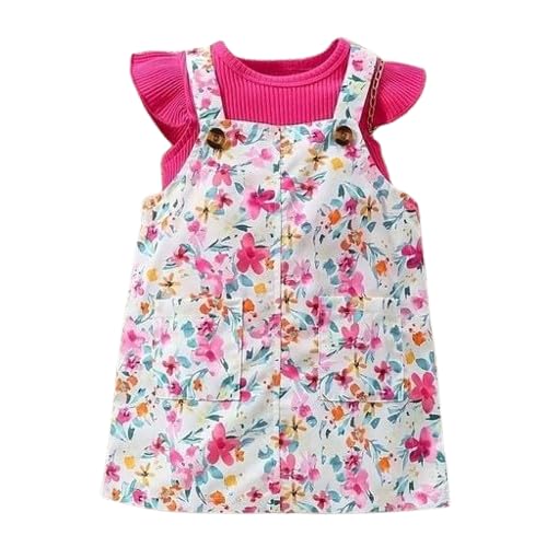 Kids Girls Floral Printed Cotton Blend Frock Dress