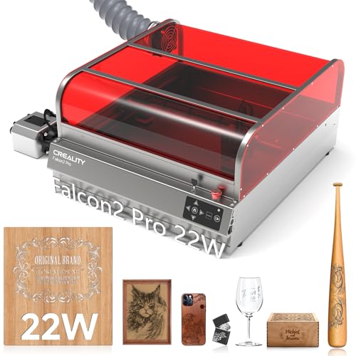 Image of Creality Falcon2 Pro 22W Laser Engraver, Enclosed Laser Cutter with Air Assist, HD Camera Positioning, Auto Fan, Class 1 Safety Laser Engravering Machine for Wood and Metal, Acrylic