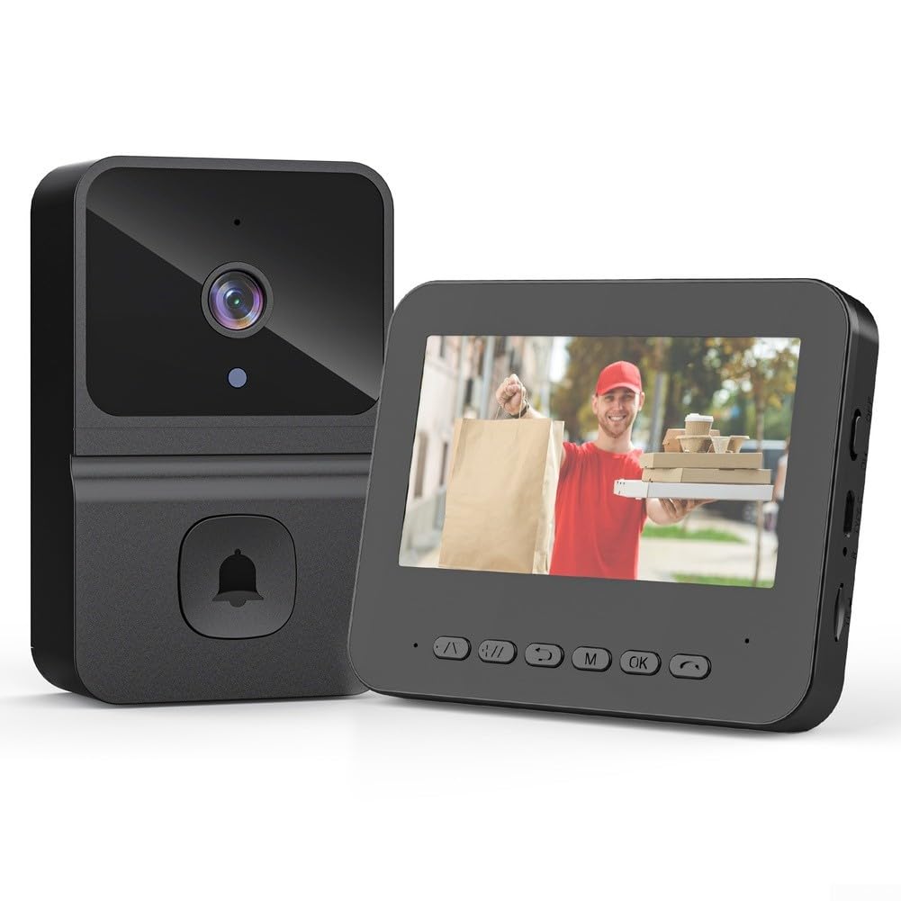 Sonnette Vidéo Fil 4.3 Pouces Interphone Bidirectionnel Sonnette(T23PRO White)