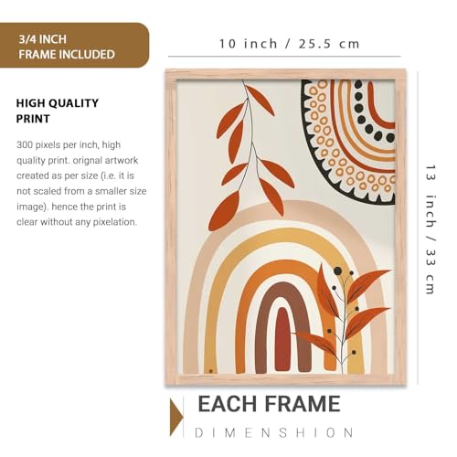 Image of kotart Home Decor Boho Painting Decorative Wall Art poster With Frame For Living Room Bed Room Hotel Wall Decor Digital Reprint Set of 3 (10X13 inch)