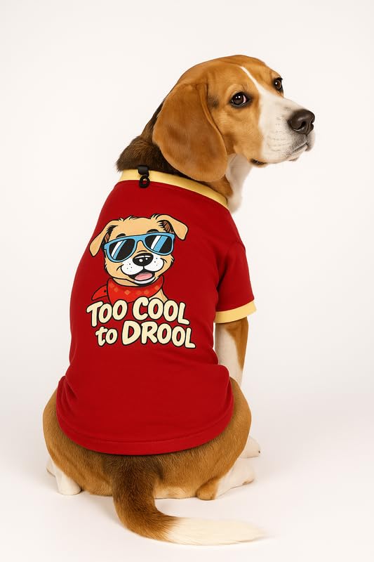 Image of Thunder Tails Adjustable Cotton Dog T-Shirt | Gentle Soft Outfit for Large Breeds Including Labrador Golden Retriever German Shepherd Husky (Red, 5XL)