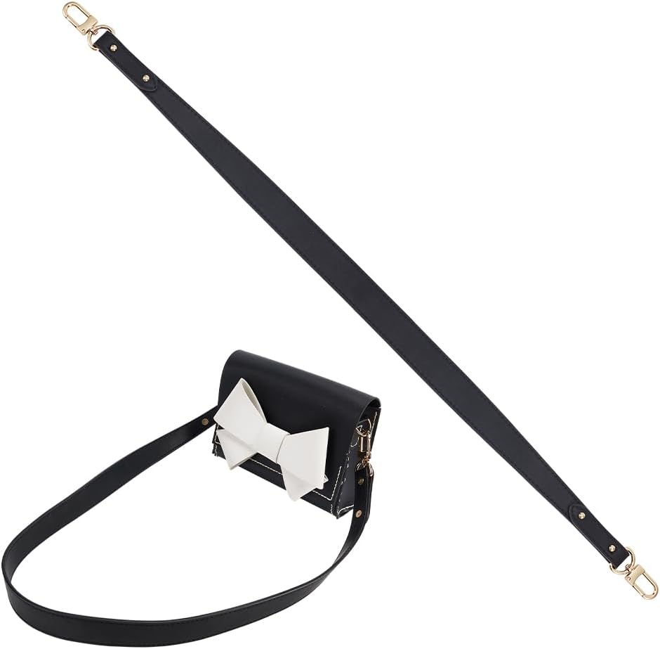 WADORN Genuine Leather Purse Strap, 38.4 Inch Cowhide Leather Replacement Shoulder Strap Handbag Handle Short Crossbody Strap with Swivel Buckles Purse Shoulder Bag Making Supplies