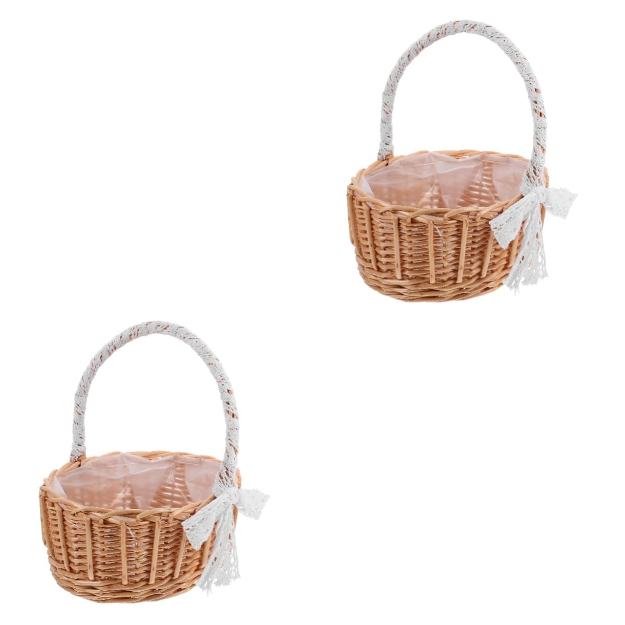 Yardwe 2pezzi Cesta Portatile Per Fiori Rattan Intrecciato Con Manici Pizzo Organizzazione Elegante Per Casa e Ufficio Per Bagno Armadio e Craft Area