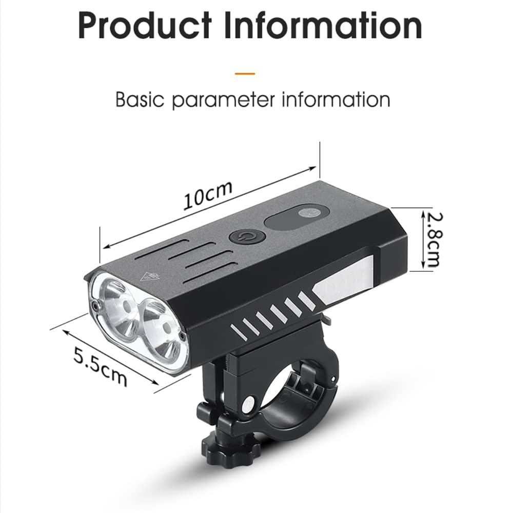 Faro Anteriore per Bicicletta a induzione, Luce Brillante per Bicicletta, Torcia Ricaricabile USB, Torcia Impermeabile per Ciclismo, Faro per Bicicletta