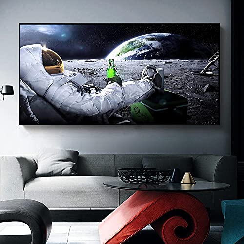 Toile astronaute sur la Lune 40x80cm tableau espace sans cadre pour salon
