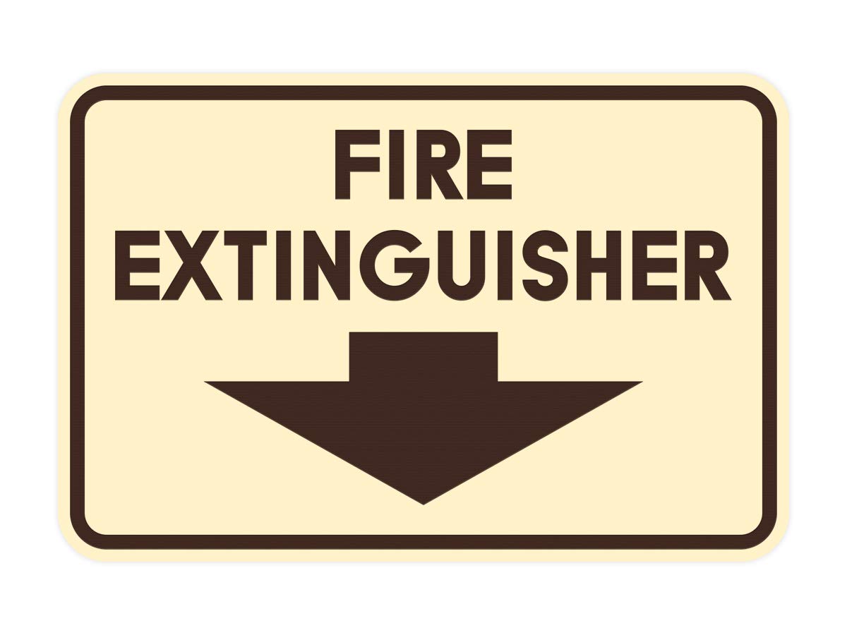 Signs ByLITA Classic Framed Fire Extinguisher (Ivory/Dark Brown) - Small