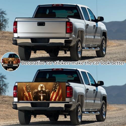 Image of Truck Tailgate Wraps Decals - 66x23.6 in American Eagle Flag Tailgate Graphics for Trucks Pickup Personalized Decoration