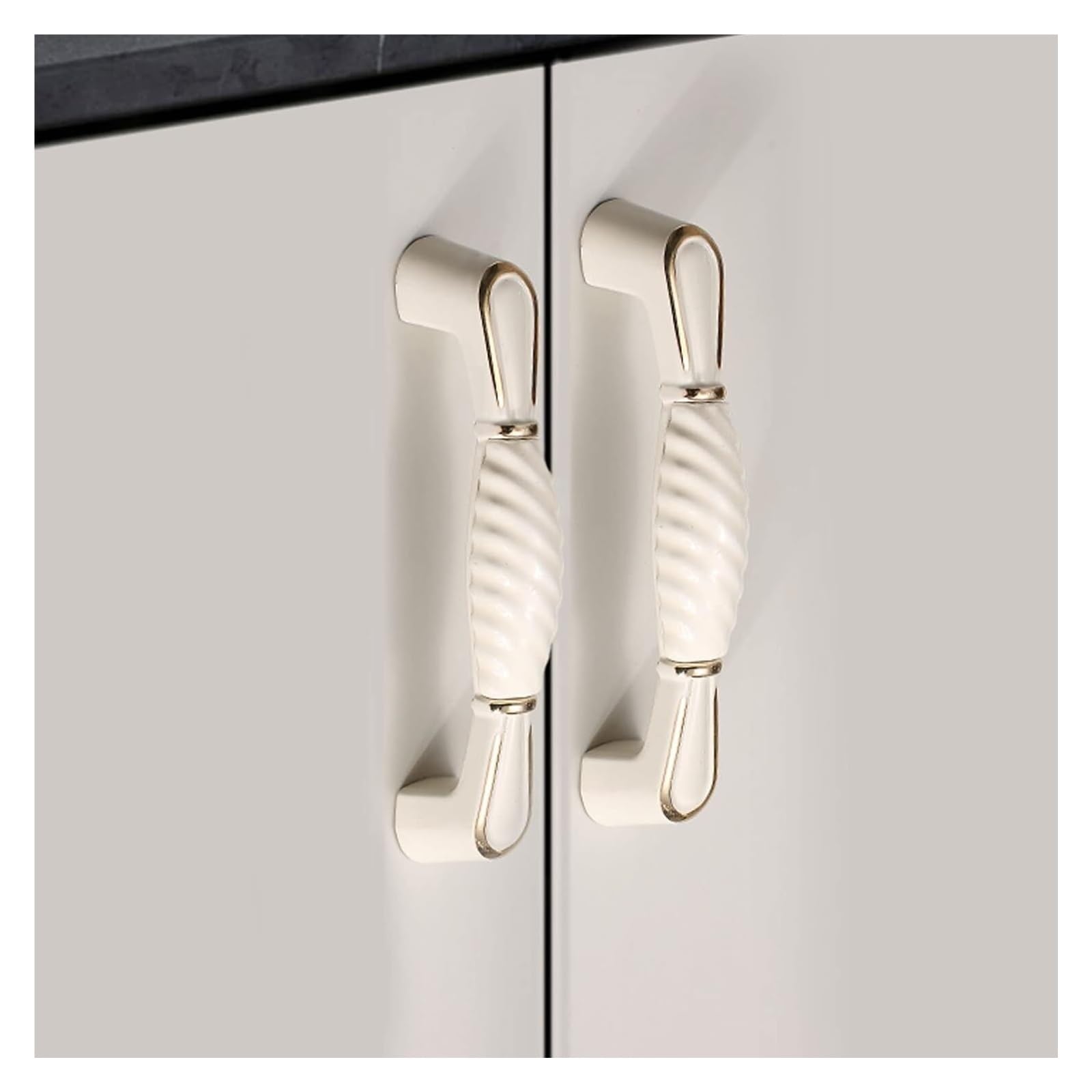Mbhhu One Color Hidden Drawer Pulls，2 Pcs Vintage Ceramic Cabinet Door Handles Drawer Handles Zinc Alloy Ceramic Cupboard Pulls Handles Kitchen Knobs Bars,With Screws,For Wardrobe Drawer Home(Hole Distance 128Mm)