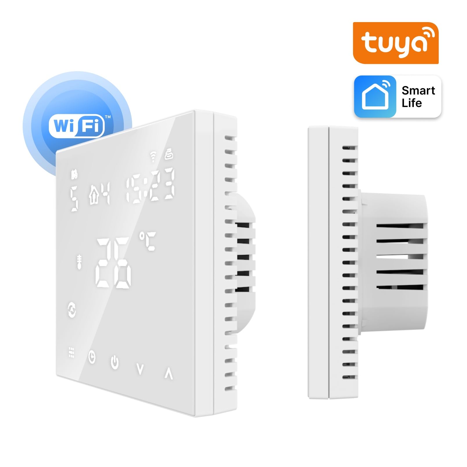 Elektryczne ogrzewanie podłogowe do laminatu: mata grzewcza WARMON ALU 150 W/m², w zestawie termostat Smart WiFi Series TS 300, termostat: TS 300 WiFi, biały, rozmiar maty: 12 m² – 2 szt. (7 + 5 m²)