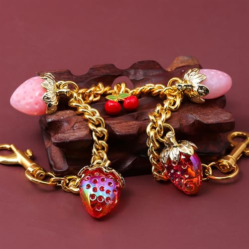 YURAOER Bag Purse Charms Chain for Handbags Women\'s Pants Wallet Gold Link Bag Chain Keychain Y2K Accessories (cherry strawberry) - Thumbnail 6