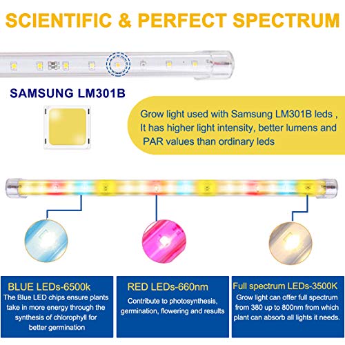 Fregenbo DDN-120 Led Grow Lights Strips For Indoor Plants With Auto On & Off Timer, T5 Sunlike Full Spectrum Grow Lights Bar Growing Lamps For Greenhouse Shelves Hydroponics Succulent thumb #2