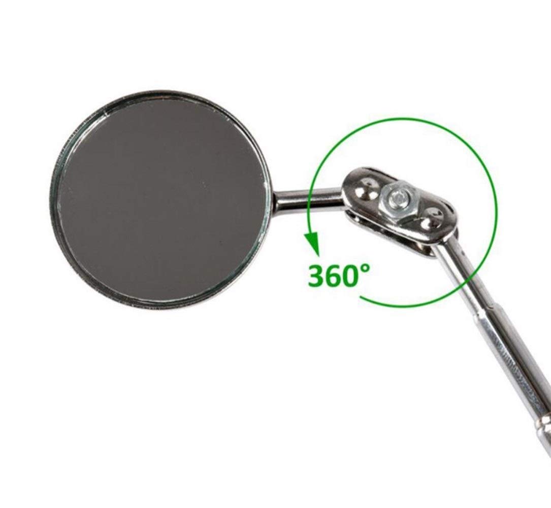 Drehbarer Teleskopspiegel 1 Stück 30 mm Auto-Teleskop-Erkennungslinse Inspektion runder Spiegel 360-Grad-Drehung Reparaturwerkzeug einziehbar 17 bis 49 cm Flexibel und kompakt