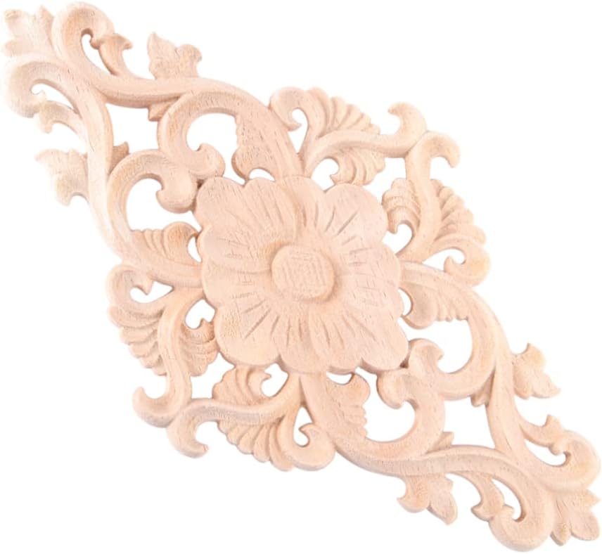 IMIKEYA1pc Wood Molding Decorative Appliques Furniture Flower Decorations Flower Appliques Onlays Embellishments for Crafting Decorative Wood Trim Ornate Ocean Flowers Bamboo Cupboard