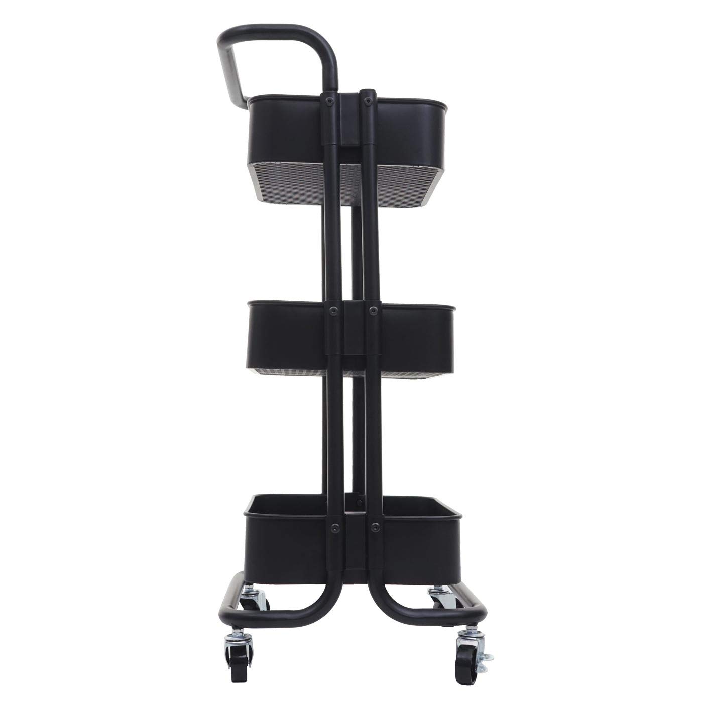 Mendler HWC-C64 - Carro de cocina con asa, color negro | Carrito de bar, carro de té, carrito de transporte