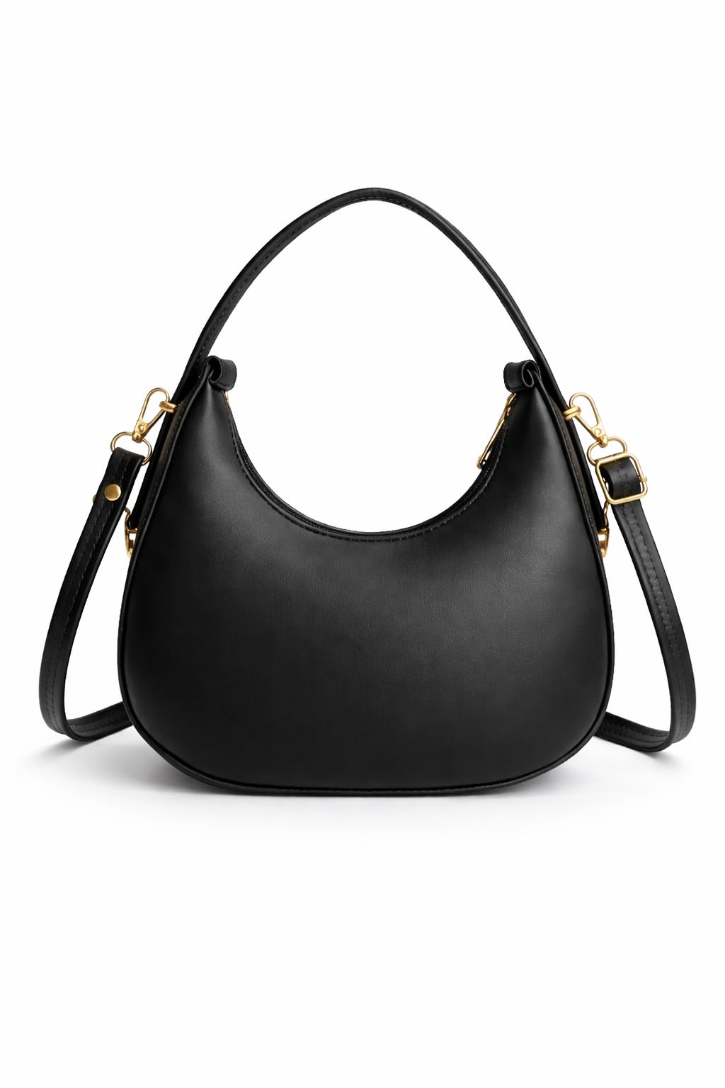 forevercarry Women’s Black PU Leather Shoulder Bag Crescent Hobo Style Handbag with Adjustable Strap Trendy Crossbody Sling Purse for Office Travel & Daily Use-picture-52
