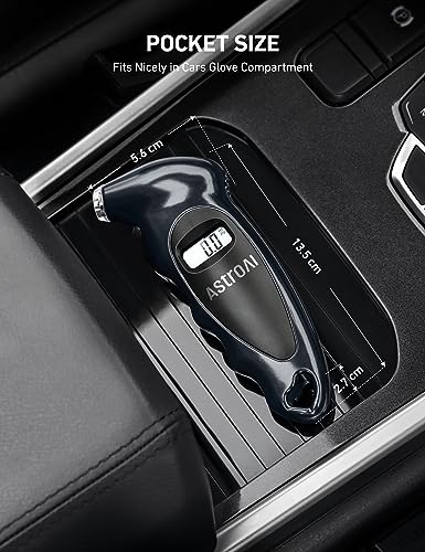 Astroai Digital Tire Pressure Gauge With Replaceable Aaa Battery, 150 Psi 4 Settings Stocking Stuffers For Car Truck Bicycle Backlit Lcd Non-Slip Grip Car Accessories, Gray #TOP5