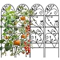 Amagabeli 4 Pack Garden Trellis for Climbing Plants Outdoor 46" x 15" Rose Wrought Iron Trellis for Vine Vegetable Flower Ivy Cucumber Decorative Trellis Black
