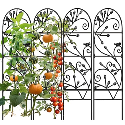 Amagabeli 4 Pack Garden Trellis for Climbing Plants Outdoor 46" x 15" Rose Wrought Iron Trellis for Vine Vegetable Flower Ivy Cucumber Decorative Trellis Black by AMAGABELI GARDEN & HOME - Used condition - US$62.06