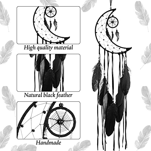 Jetec 3 Pcs Dream Catcher Moon Sun Star Design Handmade Traditional Craft Ornament Wall Art Hanging Home Decoration for Bedroom Room Decor Wedding Halloween Christmas Decorations Gift(Black) - Image 6