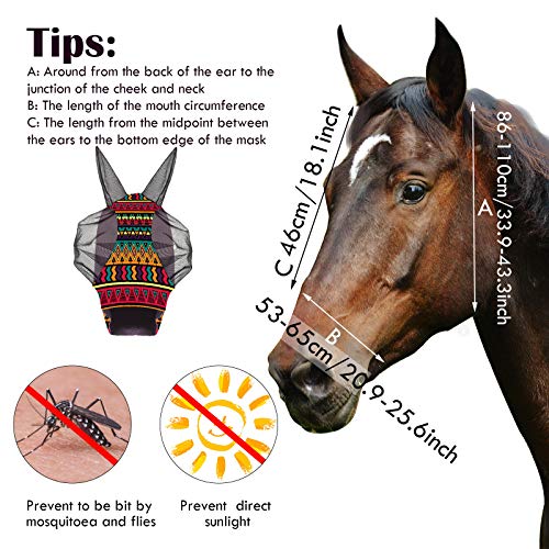 image for Weewooday 2 Pieces Horse Fly Masks for Horses Soft Fly Masks for Horse