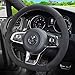 LUOERPI Black Suede Steering Wheel Cover，for Volkswagen Golf 7 GTI Golf R MK7 Polo GTI Scirocco 2015 2016-Hand-stitched Steering Wheel Cover