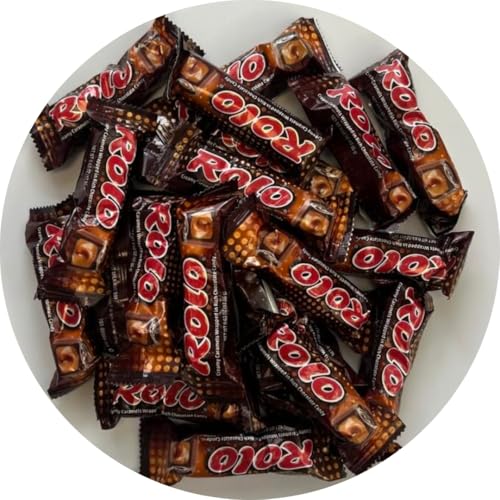 Candykrave Rollo Caramels Chocolate Candy - 1 Pound - Bulk Milk Chocolate Caramel Candies - Rollo Chewy Caramels Chocolate Candies For Christmas, Birthdays & Other Parties