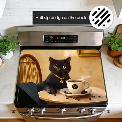 Image of Nuxovilar Black Cat Coffee Stove Cover Diatom Mud 28.65x20.47 In
