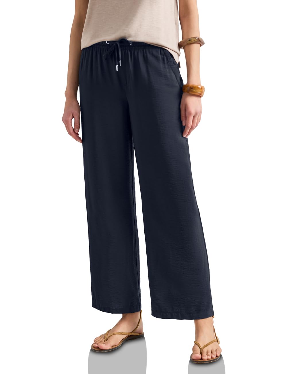 Street One High Waist Wide Leg Trousers in Loose Fit, Deep Blue, 42