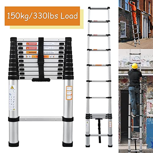 3.2M Telescopic Multi Purpose Ladder Portable Aluminium 10.5 Ft Light Weight Extendable Attic Ladder Max 150KG Load for Outdoor Indoor Home Loft Office, UK Stock 3 3.2M Telescopic Multi Purpose Ladder Portable Aluminium 10.5 Ft Light Weight Extendable Attic Ladder Max 150KG Load for Outdoor Indoor Home Loft Office, UK Stock - Image 3