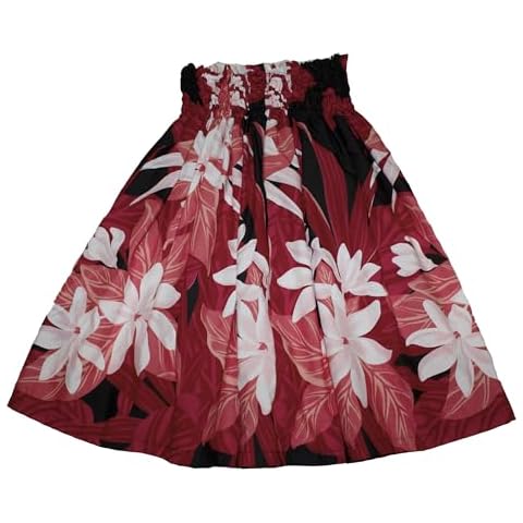 Hawaiian Youth Girls Pa'u Hula Skirt, Hawaii Hula Dancer Skirts for 8 to 12 Years Old Girls (Maroon) Cover