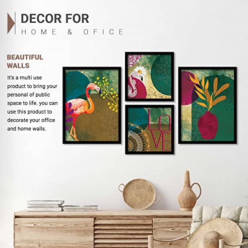 Image of KOTART Paintings Set of 4 Framed Paintings for Wall Decoration, Bedroom - Framed Wall Posters /Paintings for Living Room with Frame - Big Size Wall Paintings /Wall Hanging (Black) (Art 1, Small (10x13 or 10x10 inch))