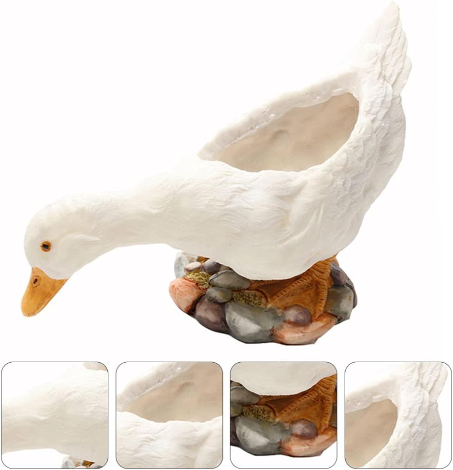 BESPORTBLE Succulent Pots Duck Flower Pot Animal Shaped Cartoon Planter Succulent Planter Garden Decorative Flower Art for Office Desktop White Vintage Decor