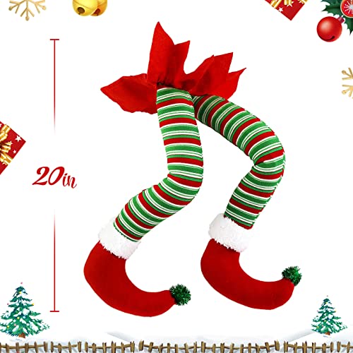 Wewill 20'' Elf Legs Christmas Tree Decorations Stuffed Elf Leg For Christmas Home Party Tree Fireplace Ornaments (Red) #TOP6