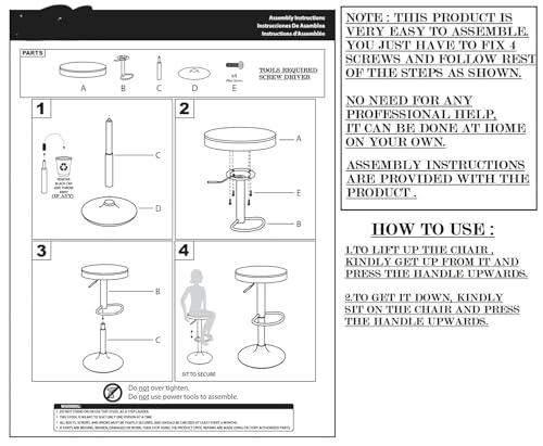 Image of DPI Modern Height Adjustable and 360 Degree Revolving Bar Stool | Kitchen Chair Suitable for Kitchen Cafeteria Dining Office Shops | (2, Black and Brown)