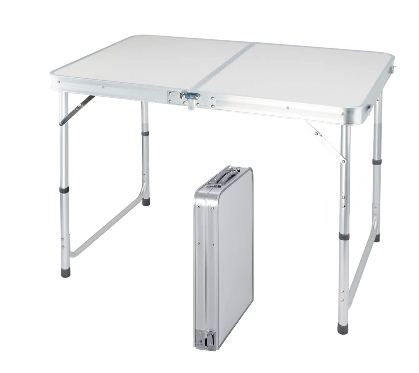 Folding Table 4FT Heavy Duty Camping Picnic Table Adjustable Height 70/62/55cm, Extra Strength Multipurpose Table for Camping Buffet Wedding Market Garden Party Stall Picnic