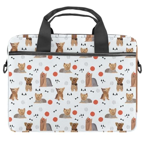 Maletín para laptop de 14 pulgadas Yorkshire Terrier funda bandolera con estampado de huesos perro