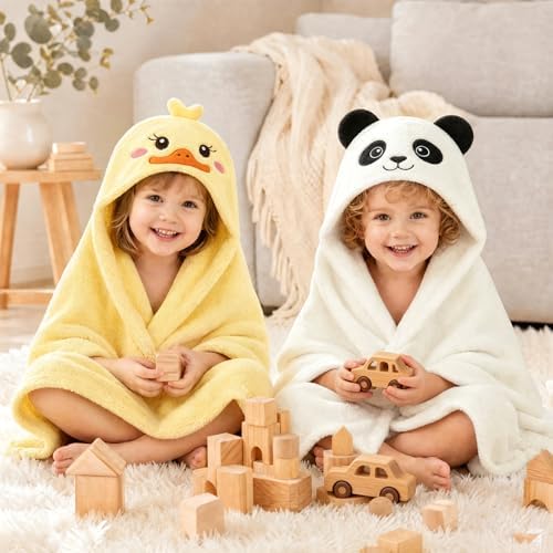 6 PCS Toddler Towels Set for Boy Girl 0-5 Year Essentials, Yellow & White - 2
