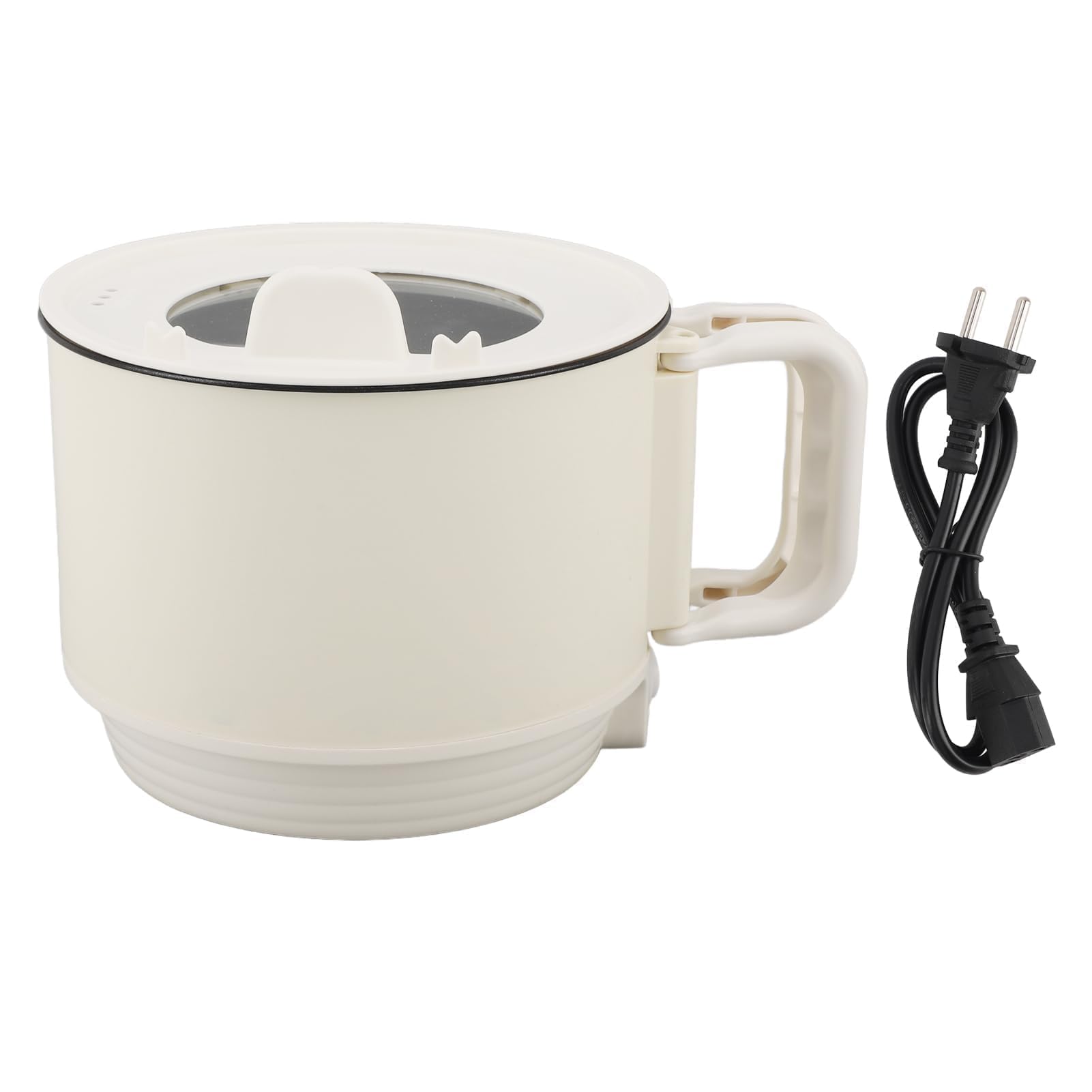 Marmite électrique, 1,8 L, Grande capacité, 2 Vitesses, Réglable, Portable, Antiadhésif, Mini Cuiseur Ramen pour Pâtes, Soupe, Steak, œufs, Flocons D'avoine (blanc) (Prise UE 220V)