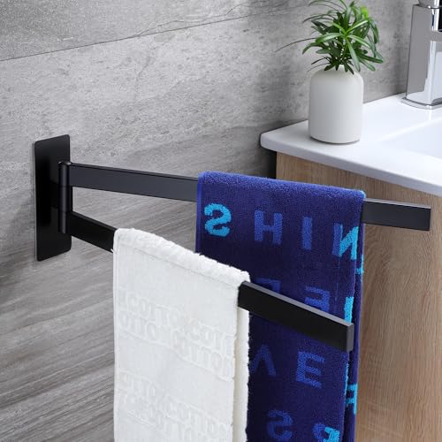 ZUNTO Toalleros de Baño Sin Taladro, Giratorio 180, 304 Acero Inoxidable toallero Adhesivo, Toalleros de Baño Pared Negro