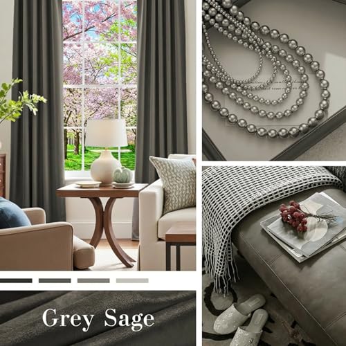 Image of Grey Velvet Curtains Modern Luxury Grommet 52x84 Inch 2 Panels | Soft, Room Darkening, For Bedroom & Living Space, Light Shifting Texture, Elegant Drape, Cozy Ambiance, Smooth Glide