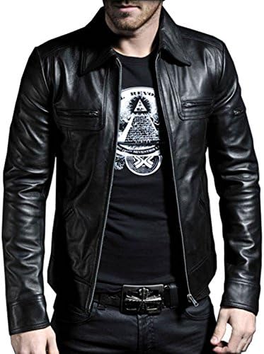 V4M Leather Jacket Black New Biker