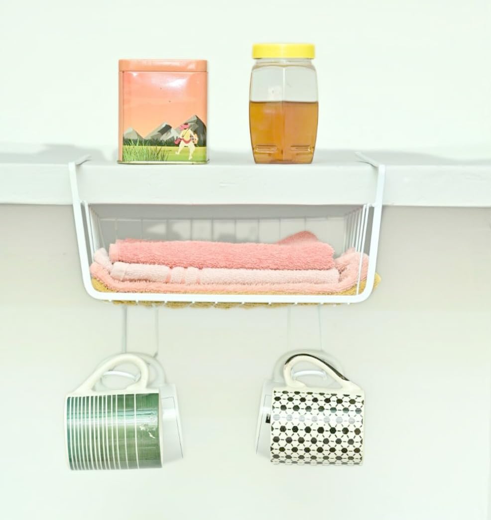 EXTRHUB Stainless Steel Kitchen Storage Rack Under Cabinet Storage Shelf Basket Wire-Rack Multi Functional Organizer (34 x 25 x 20 Cm Iron, Floating Shelves) (B0D7M97NCB) Amazon Price History, Amazon Price Tracker