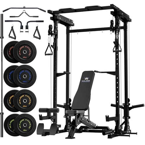 Image of MAJOR FITNESS Drone3 Power Rack, 2500lbs Multi-Function Home Gym Squat Rack with Dual Pulley System, Pull-Up Bar & J-Hooks, Heavy-Duty Steel Frame for Maximum Stability & Strength Training