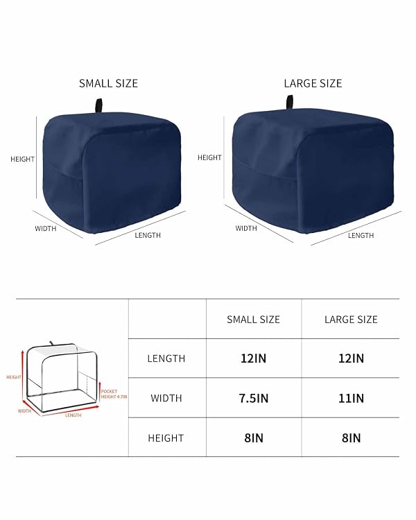 Colored Toaster Cover 4 Slice, Navy Blue Bread Maker Cover Toaster Dust Cover with Pockets, Dust-Proof Cover for Kitchen Small Appliance 12x11x8in by EwdeWwo - Used condition - Image 3