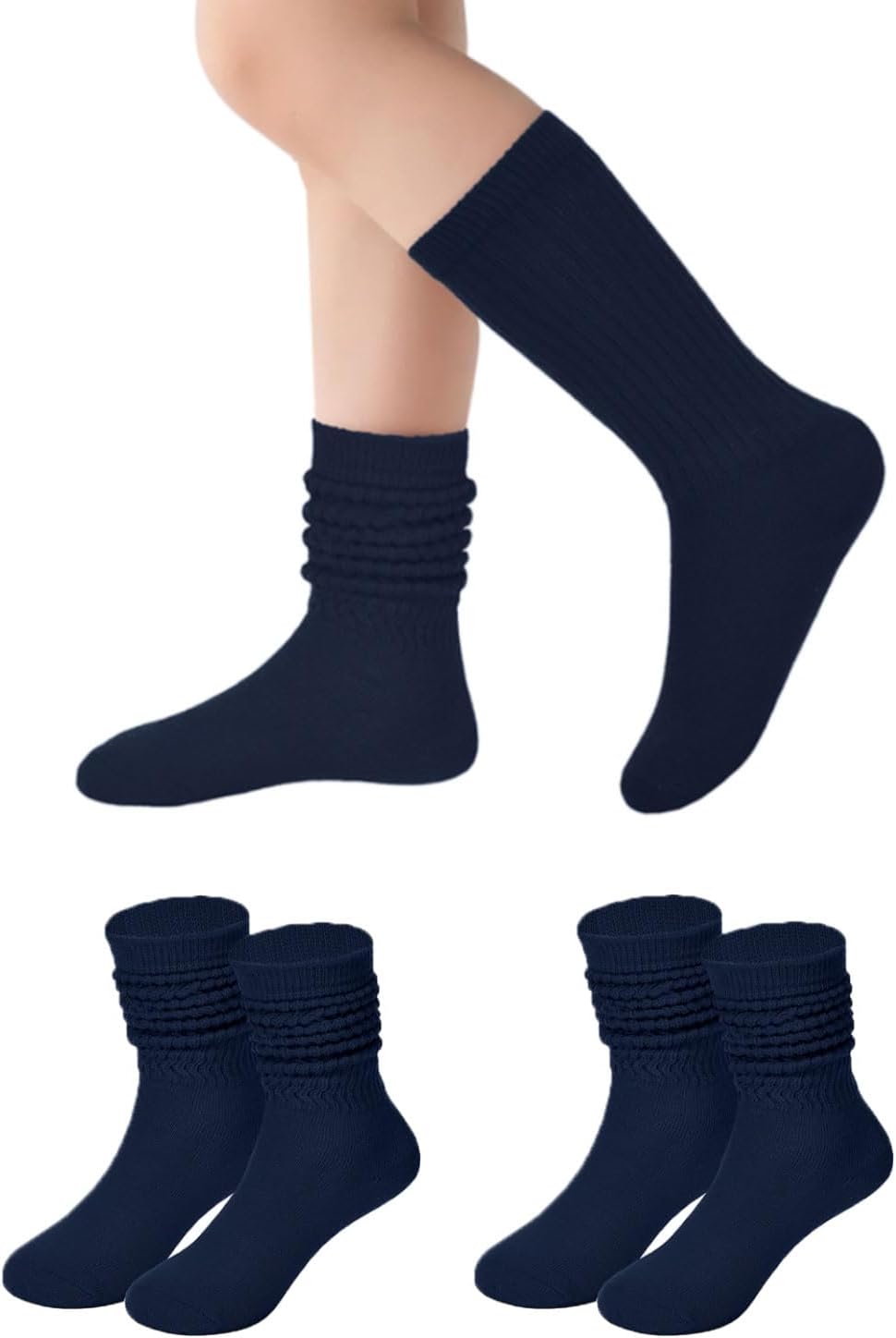 Century Star Kids Slouch Socks Girls Toddler School Uniform Knee High Sock Long Crew Boot Socks Solid