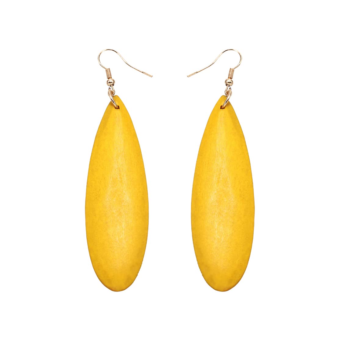 Bohemian Geometric Natural Wooden Earrings Dangle Lightweight Teardrop African Ethnic Statement Drop Earrings for Women
