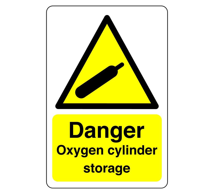 Safety First Display LTD Danger Oxygen cylinder storage sign - 3mm Aluminum Dibond for indoor/outdoor usage (200mm x 150mm) 5m Viewing Distance.